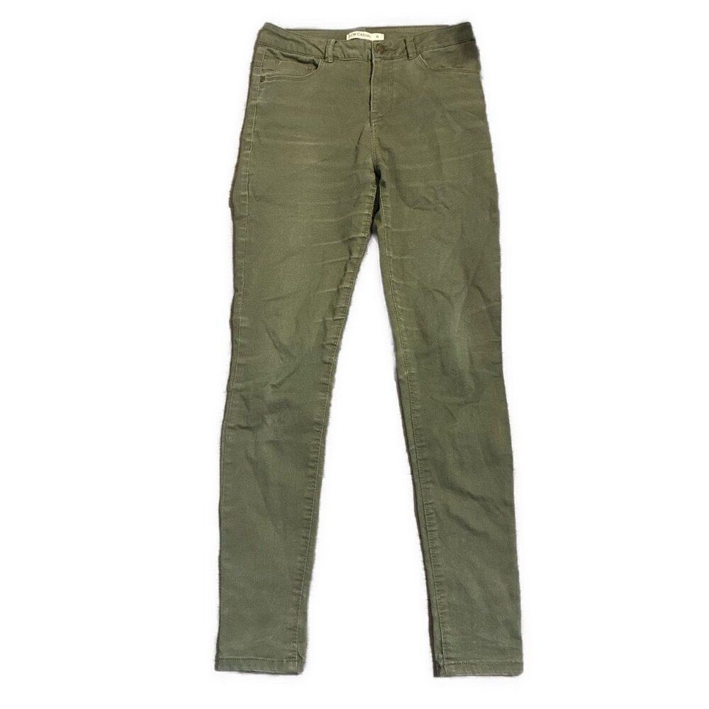 Lcw Casual Women’s Solid Olive Green Mid Rise Skinny Jeans Denim 36 4 Small
